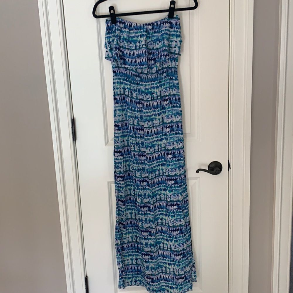 Aqua strapless maxi dress 